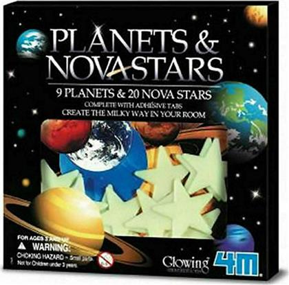 4M Παιδικό Διακοσμητικό Αυτοκόλλητο Τοίχου Φωσφοριζέ Planets & Novastars 20τμχ