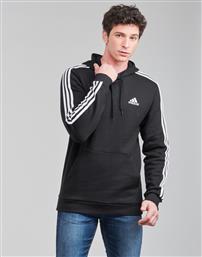 Adidas Essentials 3-Stripes Ανδρικό Φούτερ με Κουκούλα και Τσέπες Fleece Μαύρο