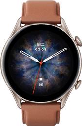 Amazfit GTR 3 Pro Aluminium Αδιάβροχο Smartwatch με Παλμογράφο (Brown Leather)
