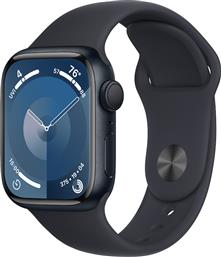 Apple Watch Series 9 Aluminium 41mm Αδιάβροχο με Παλμογράφο (Midnight με Midnight Sport Band (M/L))