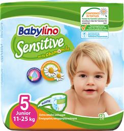 Babylino Sensitive With Chamomile Πάνες με Αυτοκόλλητο No. 5 για 11-25kg 18τμχ από το Pharm24