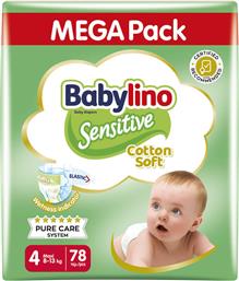 Babylino Sensitive Cotton Soft Mega Pack Πάνες με Αυτοκόλλητο No. 4 για 8-13kg 78τμχ Κωδικός: 47551888