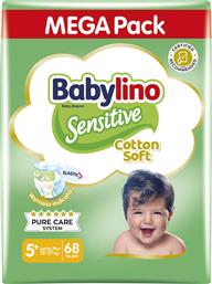 Babylino Sensitive Cotton Soft Mega Pack Πάνες με Αυτοκόλλητο No. 5+ για 12-17kg 68τμχ Κωδικός: 47551871
