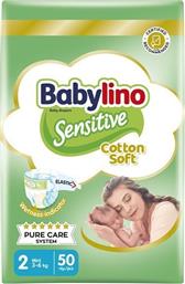 Babylino Sensitive Cotton Soft Πάνες με Αυτοκόλλητο No. 2 για 3-6kg 50τμχ Κωδικός: 43786362 από το ΑΒ Βασιλόπουλος