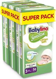 Babylino Sensitive Cotton Soft Super Pack Πάνες με Αυτοκόλλητο No. 3 για 4-9kg 168τμχ από το e-Fresh