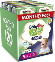 Babylino Sensitive Monthly Pack Cotton Soft Πάνες Βρακάκι No. 5 για 10-16kg 120τμχ