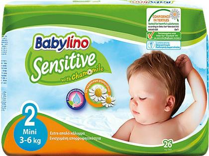 Babylino Sensitive Sensitive with Chamomile Πάνες με Αυτοκόλλητο No. 2 για 3-6kg 26τμχ