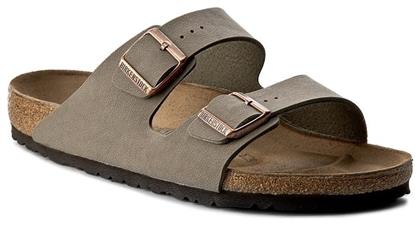 Arizona Birko-Flor Nubuck Δερμάτινα Ανδρικά Σανδάλια Stone Regular Fit Birkenstock από το Cosmossport