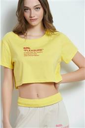 BodyTalk Γυναικείο Αθλητικό Crop Top Κοντομάνικο Κίτρινο Κίτρινο