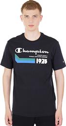Champion Ανδρικό T-shirt Με Στάμπα Μαύρο