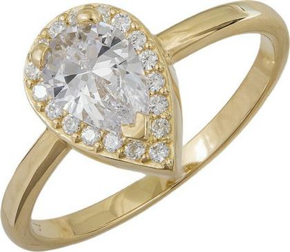 Χρυσό δαχτυλίδι Κ14 με ροζέτα πουάρ 039642 039642 Χρυσός 14 Καράτια από το Kosmima24