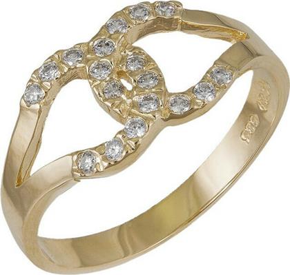 Χρυσό δαχτυλίδι με λευκά ζιργκόν Κ14 036957 036957 Χρυσός 14 Καράτια