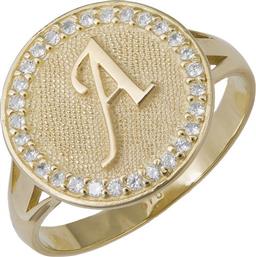 Χρυσό δαχτυλίδι με μονόγραμμα Α Κ9 036242 036242 Χρυσός 9 Καράτια από το Kosmima24