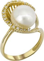 Χρυσό γυναικείο δαχτυλίδι Κ14 με μαργαριτάρι 14Κ 022035 022035 Χρυσός 14 Καράτια από το Kosmima24
