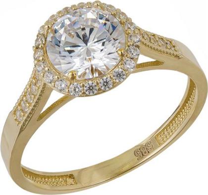 Χρυσό γυναικείο δαχτυλίδι Κ14 με ροζέτα λουλούδι 041515 041515 Χρυσός 14 Καράτια
