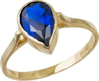 Χρυσό γυναικείο δαχτυλίδι με μπλε σταγόνα Κ14 039631 039631 Χρυσός 14 Καράτια