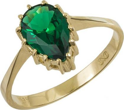 Χρυσό γυναικείο δαχτυλίδι με πράσινο δάκρυ Κ14 039601 039601 Χρυσός 14 Καράτια