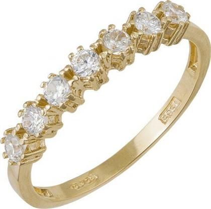 Χρυσό σειρέ δαχτυλίδι με λευκά ζιργκόν Κ14 039200 039200 Χρυσός 14 Καράτια από το Kosmima24