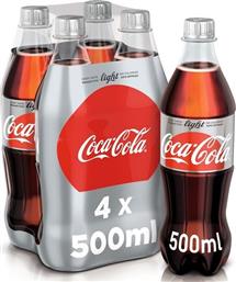 Coca Cola Light Μπουκάλι Cola με Ανθρακικό Χωρίς Ζάχαρη 4x500ml