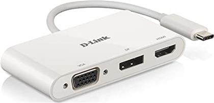 D-Link USB-C Docking Station με HDMI/DisplayPort 4K και σύνδεση 3 Οθονών Λευκό (DUB-V310)