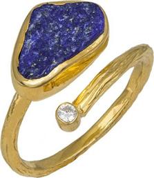 Δαχτυλίδι επίχρυσο 925 lapis lazuli με ζιργκόν 037088 037088 Ασήμι