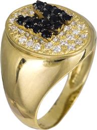 Δαχτυλίδι σεβαλιέ με το μονόγραμμα Μ Κ14 024476 024476 Χρυσός 14 Καράτια από το Kosmima24