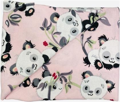 Dimcol Σετ Βρεφικά Σεντόνια Κούνιας Φανελένια Panda Bear Pink 3τμχ 120x160εκ. από το 24home