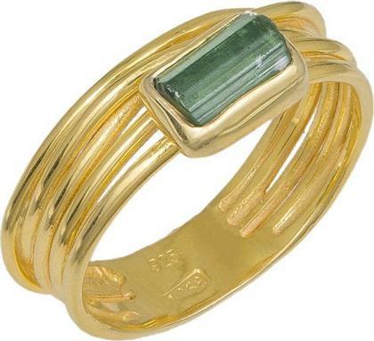 Επίχρυσο χειροποίητο δαχτυλίδι με πράσινη Τουρμαλίνη 925 037086 037086 Ασήμι από το Kosmima24