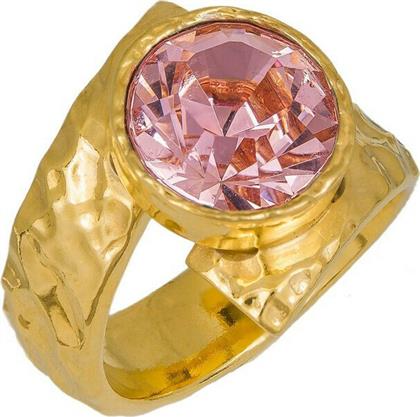 Επίχρυσο γυναικείο δαχτυλίδι 925 Pink Swarovski 036928 036928 Ασήμι