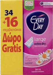Every Day Extra Dry Large με Εκχύλισμα Χαμομηλιού Σερβιετάκια 34τμχ & 16τμχ από το Pharm24