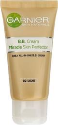 Garnier Skin Naturals Miracle Skin Perfector BB 24ωρη Κρέμα Προσώπου Ημέρας με SPF15 για Αντιγήρανση & Ατέλειες με Υαλουρονικό Οξύ & Aloe Vera 50ml