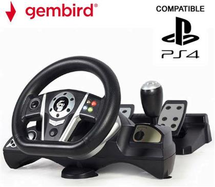Gembird STR-M-01 Τιμονιέρα με Μοχλό Ταχυτήτων και Πετάλια για Switch / PS4 / PS3 / PC με 270° Περιστροφής από το Public
