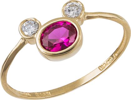 Γυναικείο χρυσό δαχτυλίδι με τρεις πέτρες ζιργκόν Κ14 038149 038149 Χρυσός 14 Καράτια