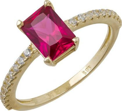 Γυναικείο δαχτυλίδι Κ14 με κόκκινο ζιργκόν 039596 039596 Χρυσός 14 Καράτια