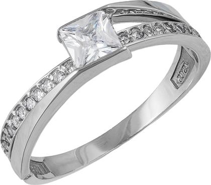 Γυναικείο διπλό δαχτυλίδι με καρέ πέτρα ζιργκόν Κ14 038843 038843 Χρυσός 14 Καράτια από το Kosmima24