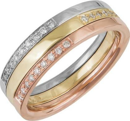 Γυναικείο τριπλό δαχτυλίδι σειρέ με διαμάντια Κ18 039186 039186 Χρυσός 18 Καράτια από το Kosmima24