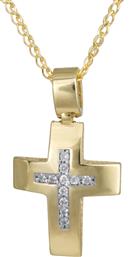 Γυναικείος χρυσός σταυρός Κ14 με αλυσίδα 024273C 024273C Χρυσός 14 Καράτια από το Kosmima24