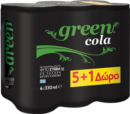 Green Cola Stevia Κουτί Cola με Ανθρακικό Χωρίς Ζάχαρη 6x330ml