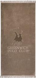 Greenwich Polo Club Πετσέτα Θαλάσσης Παρεό με Κρόσσια Καφέ 170x70εκ.
