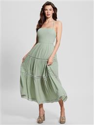 Guess Midi Καλοκαιρινό All Day Φόρεμα με Τιράντα Πράσινο