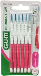 GUM Bi-Direction Μεσοδόντια Βουρτσάκια με Λαβή 1.2mm Ροζ 6τμχ