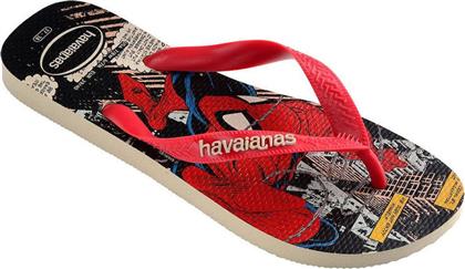 Havaianas Top Marvel Spiderman Ανδρικά Flip Flops Beige Straw/Red Ruby