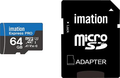 Imation Express Pro microSDXC 64GB Class 10 U3 V30 A1 with Adapter από το Elektrostore24