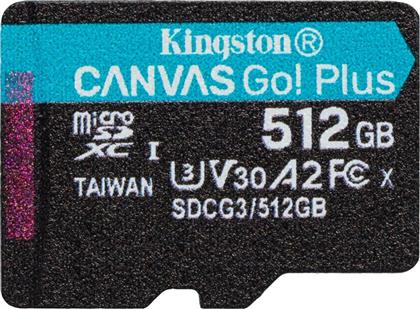 Kingston Canvas Go! Plus microSDXC 512GB Class 10 U3 V30 A2 UHS-I με αντάπτορα