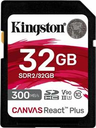 Kingston Canvas React Plus SDHC 32GB Class 10 U3 V90 UHS-II