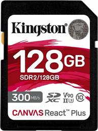 Kingston Canvas React Plus SDXC 128GB Class 10 U3 V90 UHS-II από το e-shop