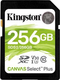 Kingston Canvas Select Plus SDXC 256GB Class 10 U3 V30 UHS-I