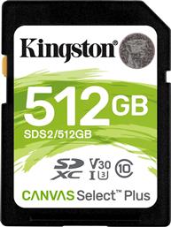 Kingston Canvas Select Plus SDXC 512GB Class 10 U3 V30 UHS-I από το e-shop
