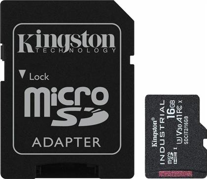 Kingston Industrial microSDHC 16GB Class 10 U3 V30 A1 UHS-I με αντάπτορα από το e-shop