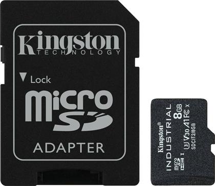 Kingston Industrial microSDHC 8GB Class 10 U3 V30 A1 UHS-I με αντάπτορα